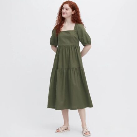 Лляна сукня UNIQLO з об’ємними рукавами