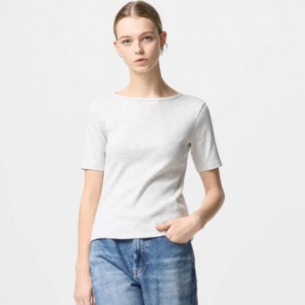 Футболка UNIQLO у рубчик з вирізом човником
